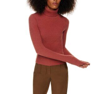 Aritzia Womens Medium Maxwell Hush Knit Chenille Turtleneck Sweater Cider Pink